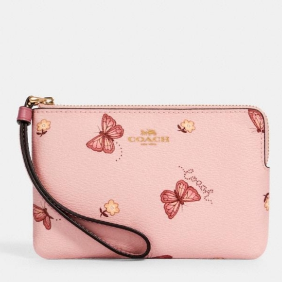 Coach Handbags - Coach Corner Zip Wristlet With Butterfly Print
